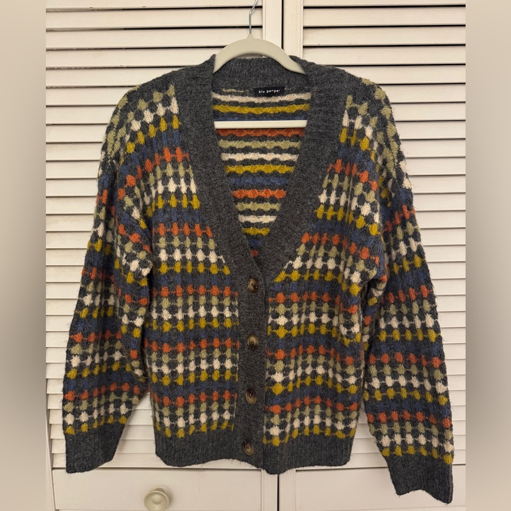 Blu Pepper Charcoal Knit Cardigan